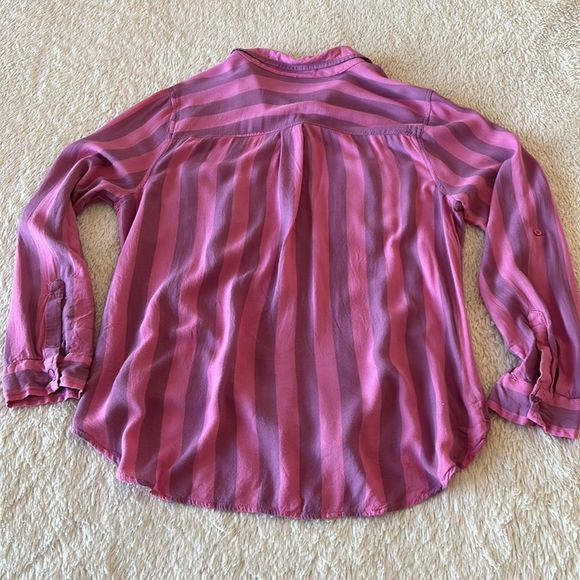 Ana pink and purple striped button up blouse - Picture 6 of 16